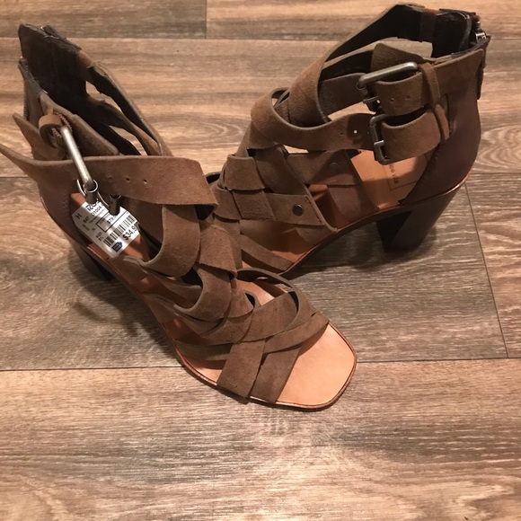 Army Green Strappy Gladiator Heel Sandals - Picture 2 of 4